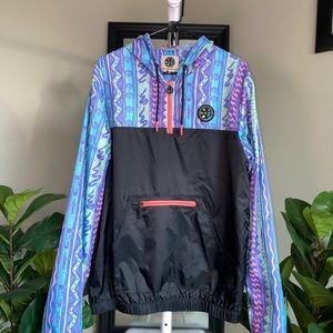 Maui Distress Graphic Vintage Windbreaker Half Zip Jacket
